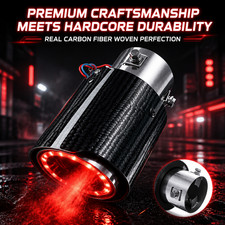 2.5 Carbon Fiber Exhaust Tip Muffler Pipe W Led Light Accessories