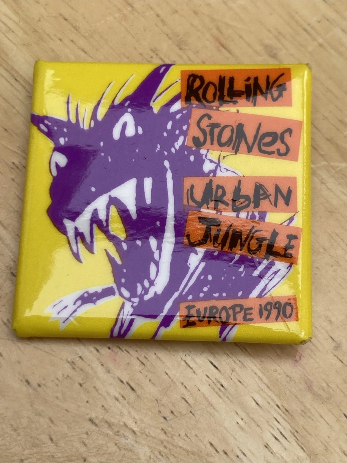 Vintage Rolling Stones Square Badge - Urban Jungle Europe 1990 Jagger, Richards