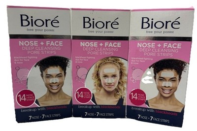biore nose+face deep cleansing pore strips 42 total (21 nose 21 face strips)