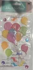  Jolees Vellum Balloons Glittery Birthday Celebration Scrapbook STICKERS 3D 13pc