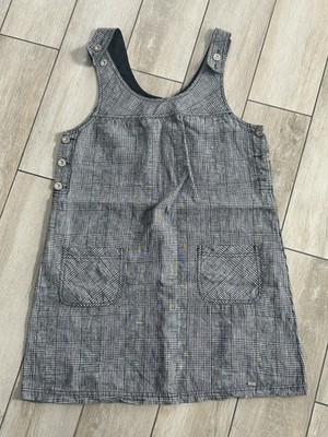 Street One Mini-Latzkleid - Gr. 40 - schwarz weiß kariert - Leinenkleid