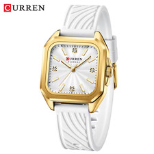Montre Femme CURREN 9113 Mode Luxe Bracelet En Silicone Blanc Lac