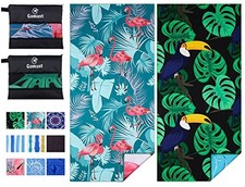 Microfiber Beach Towel Oversized 71x32 Flamingo with Bag 2 Pack 71"x32"