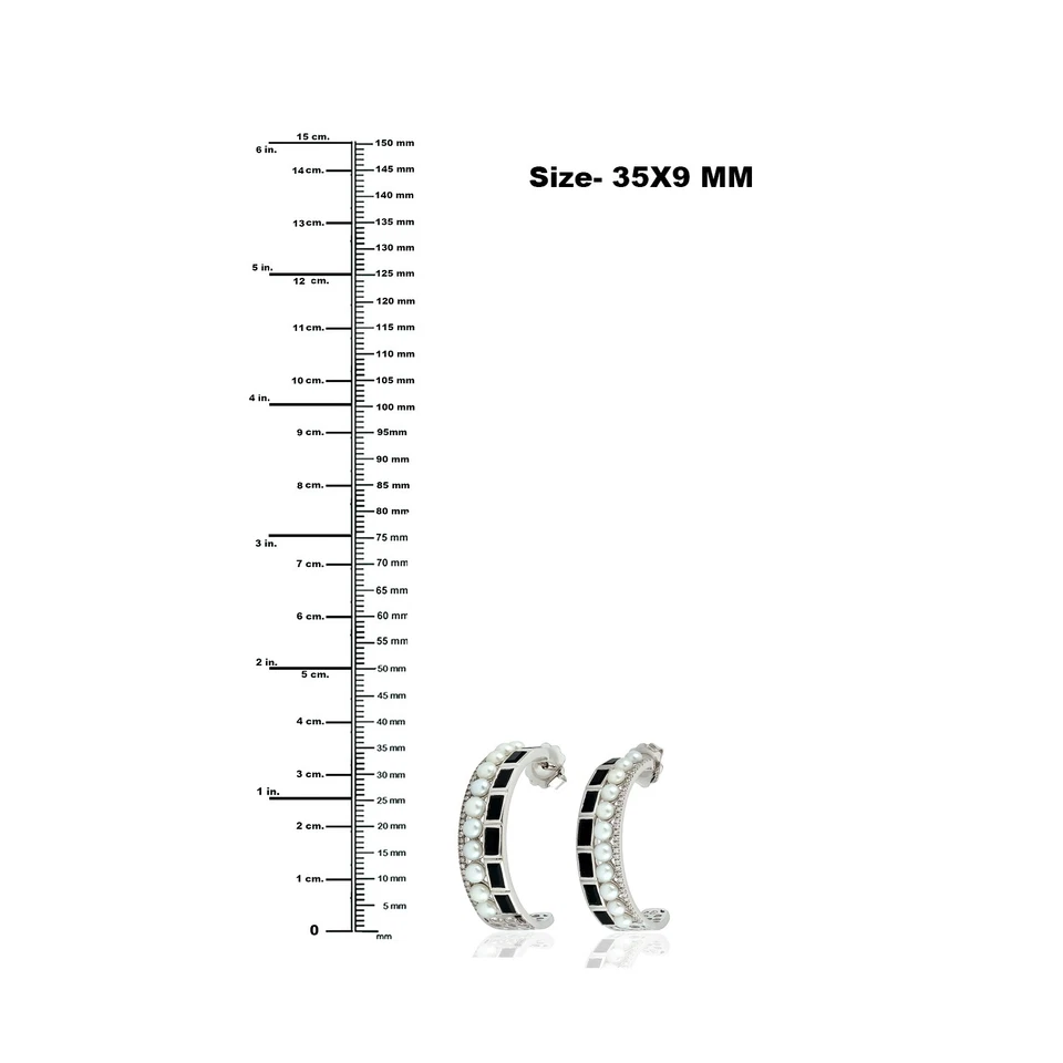 Pendientes de aro de ónix natural Black Friday joyería de diamantes de oro bl... - Imagen 4 de 4