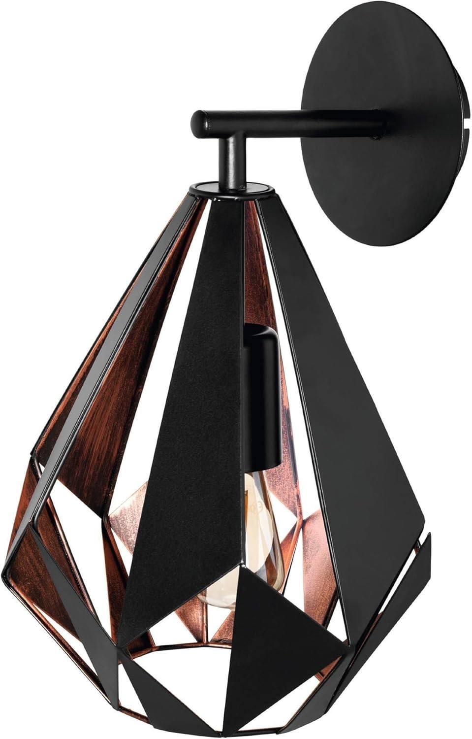 Eglo Wall Lamp Carlton 1 Vintage Light Metal Lighting Black Copper 33x20.5cm New