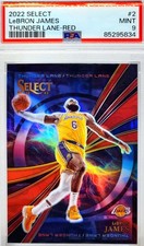 📈 POP 4 LeBRON JAMES RED 📈 2022-23 SELECT THUNDER LANE GRADED PSA 9 PRIZM L-10