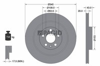 2X Pagid Bremsscheibe InnenbelüFtet Ø340Mm FüR Volvo XC90 II 256 C40 539 536