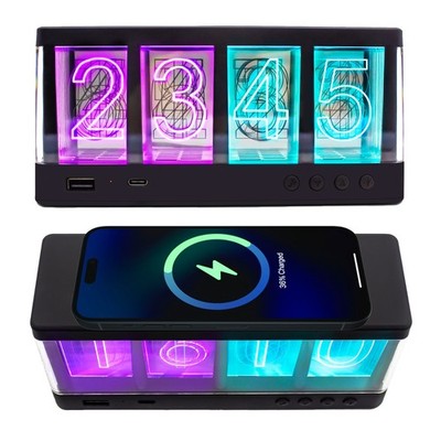 Zummy Vintage Glow Alarm Retro Wireless Charging Alarm Clock with USB Ports