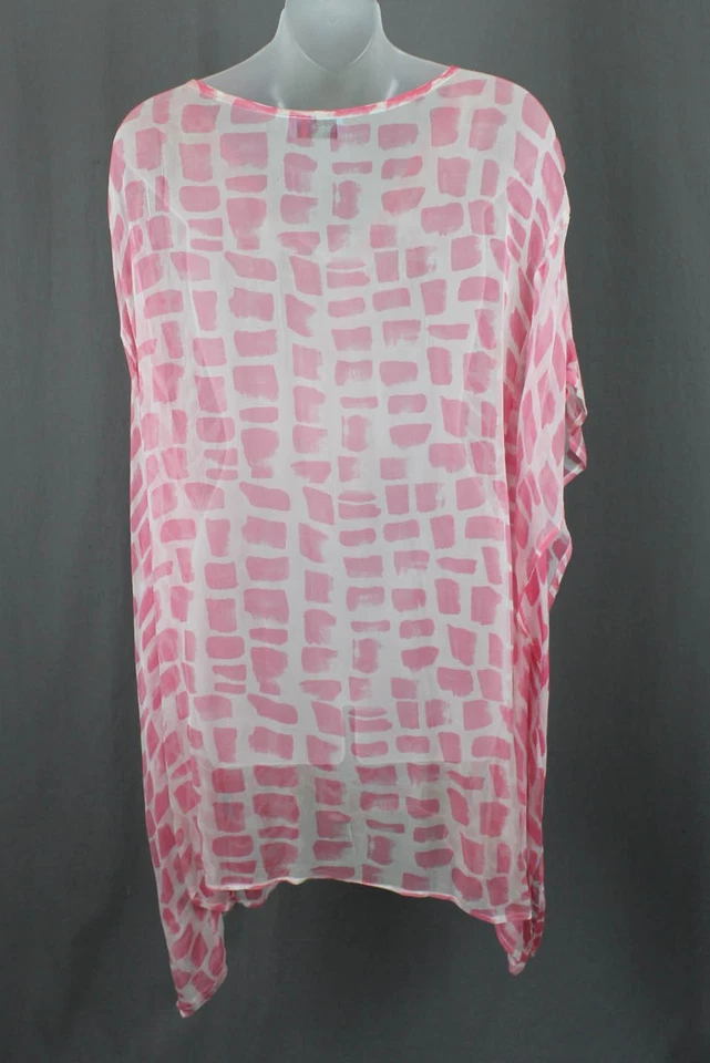 Cubierta de seda geométrica transparente rosa para mujer Letarte talla M Foto 2 de 4