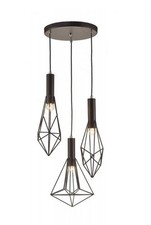 Statement Light Fitting Cluster Pendant Ceiling Light Black Geo 3 Bulb cage