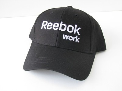 1x Reebok Work White Logo Black Cap America Adjustable Baseball Hat Cap Mens