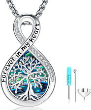 Cremation Jewelry for Ashes 925 Sterling Silver Forever in my Heart Urn Necklace