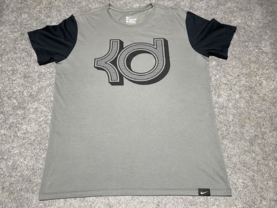 NIKE Athletic Large KEVIN DURANT KD Power Forward Gray Black NBA Shirt Swoosh