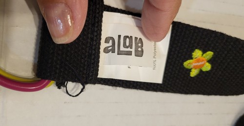 Alab Nylon Black Belt Colorful Flowers - Picture 2 of 5