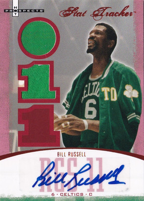 2007 Hot Prospects Stat Tracker GAME-USED JERSEY AUTOGRAPH # 6/25 Bill Russell
