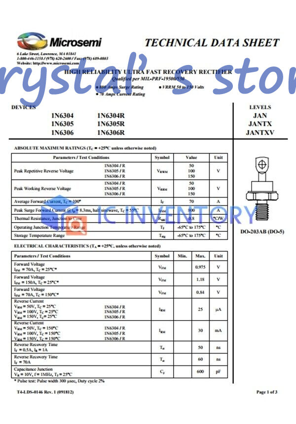 1x 1N6306R JANTX1N6306R Semiconductor Module | MTX-MODULE, New & Ready To Ship