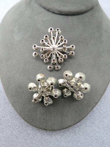 Lot 3 Rhinestone Brooches Silver Tone Headlight Prong Set Vintage Glass Estate - Picture 5 of 5