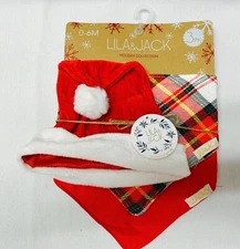 lila and jack 0-6 month hat and bandana bibs set