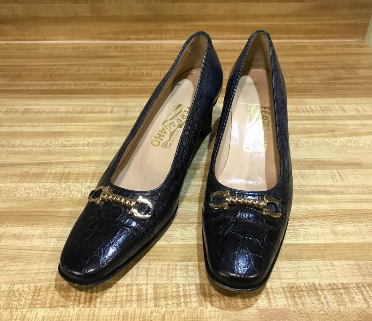 Salvatore Ferragamo Pumps Heels Womens Shoes 8.5 4A Gray  display picture 1