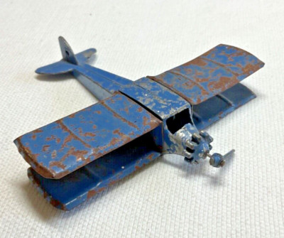 TOOTSIE TOYS BLUE bi plane 1930s VINTAGE AERO PLANE U.S.A MADE USED