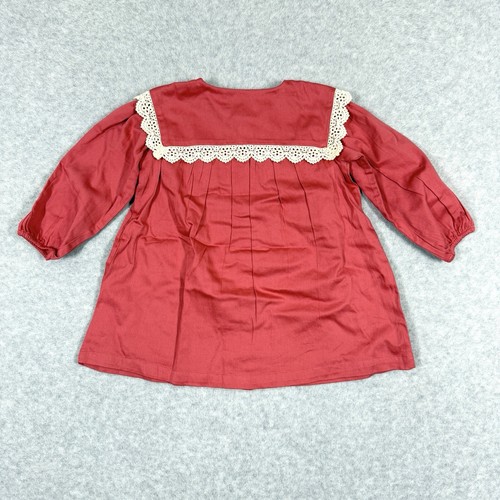 Kate Quinn Top Girls 2T Bib Collar Crochet Lace Tunic Dress Button Pleated NWT - Picture 7 of 10