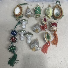 Push Pin Christmas Ornament Lot Satin Ball Ornate Sequin Beaded Jeweled Vintage