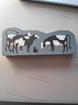 The Cats Meow Cows And Kitty Wood Shelf Sitter