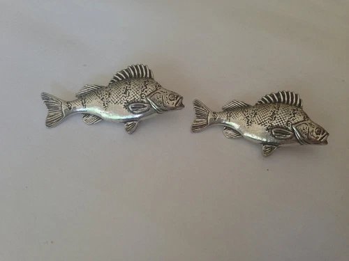 Large Perch F34 Fine English Pewter Fish Cufflinks Handmade In Sheffield
