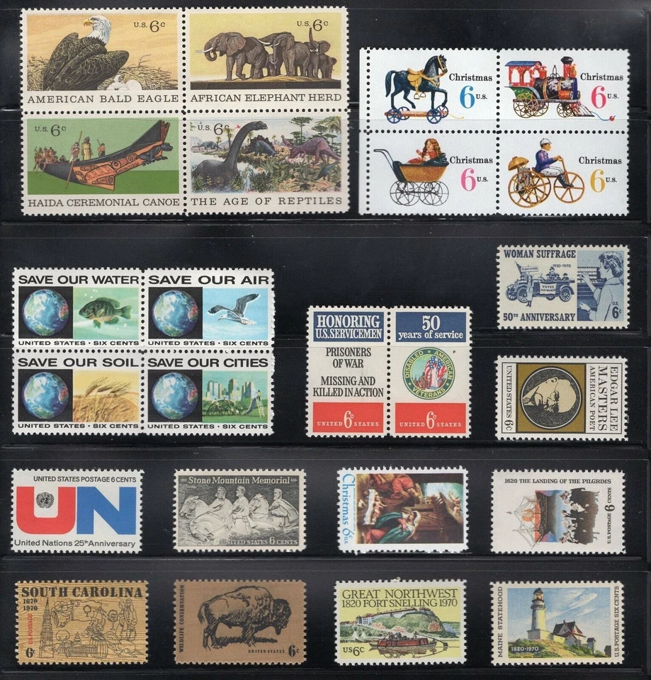 [OOS] EE. UU. #1387-1392 #1405-1422 MNH 1970 Ediciones especiales Juego como nuevo #418-239 Foto 2 de 4