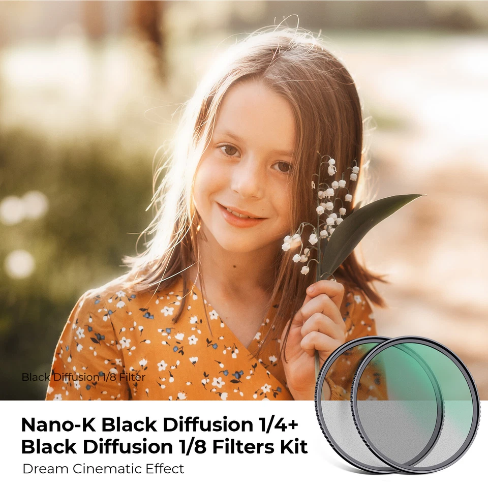K&F Concept Black Diffusion 1/4 & 1/8 Filters Kit Black-Mist Cinematic Effect - Image 2 of 4