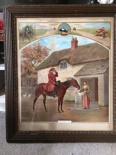 Antique Print A Welcome Glass. Mounted, framed and glazed and in VGC.