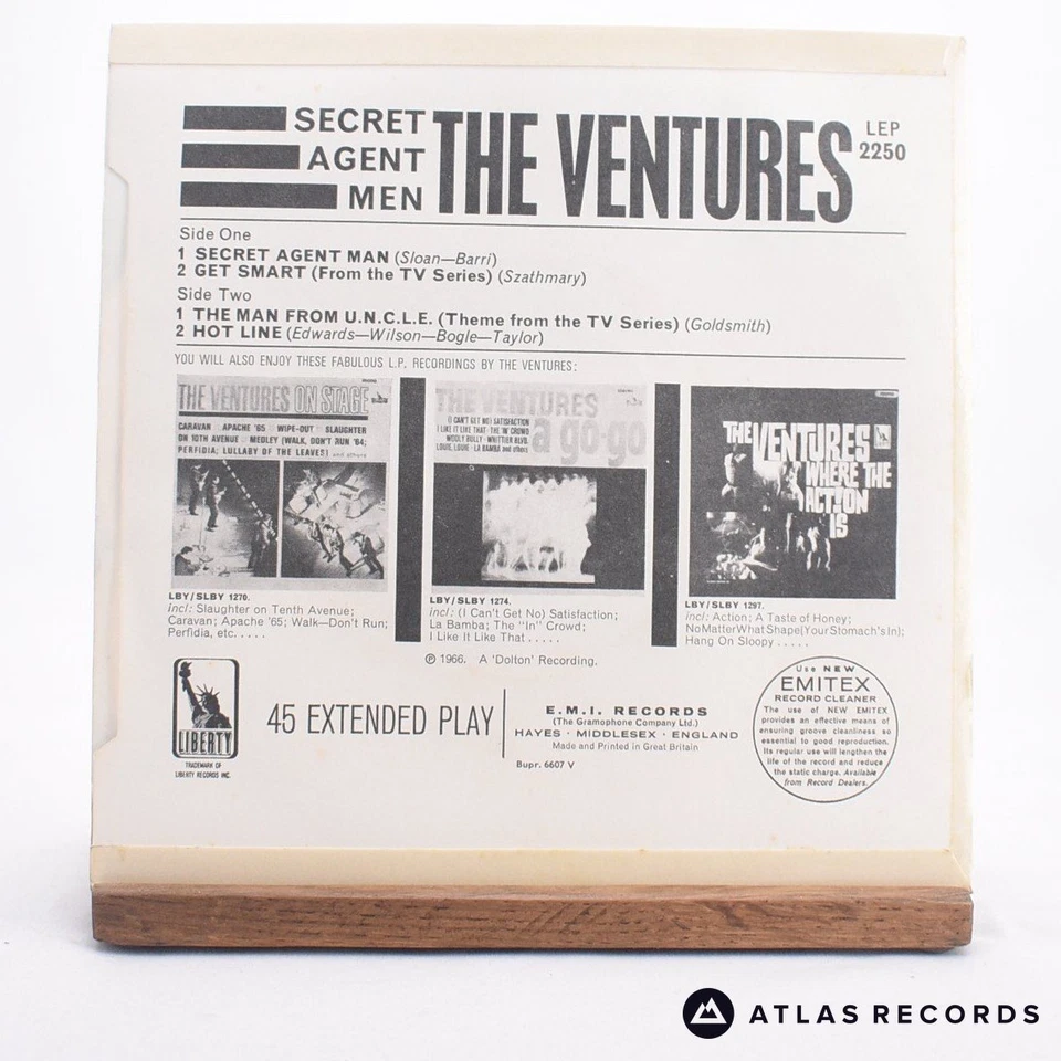 The Ventures - Secret Agent Men - Mono 7" EP Vinyl Record - EX/VG+ - Image 3 of 4