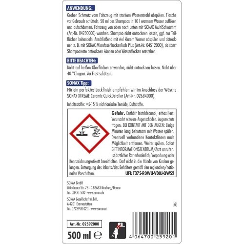 SONAX XTREME Cerámica Activa Auto-Champú 500 ml 02592000 - Imagen 2 de 7