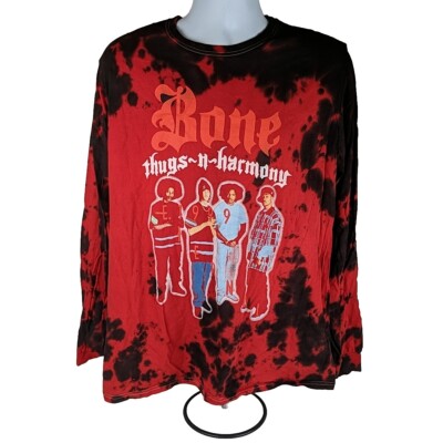 Bone Thugs n Harmony Mens Pullover XL Long Sleeve Shirt Tie Dye Black Red
