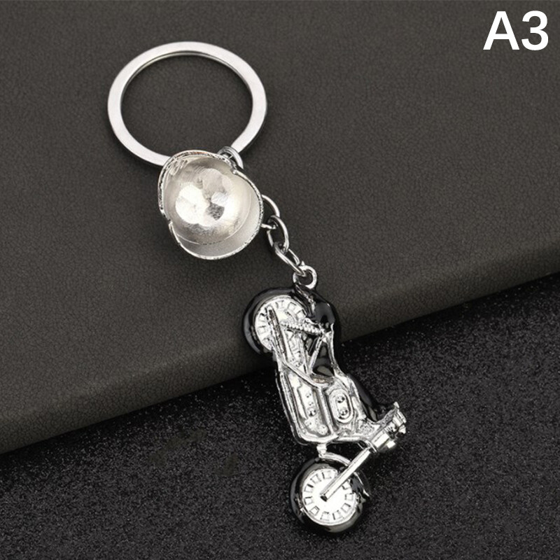 Shiny New Mountain Motorcycle Keychain 3D Cool Motorbike Helmet Keyring