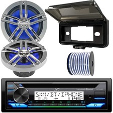 JVC KD-T91MBS Bluetooth USB CD Receiver, 2x 6.5" Chrome Speakers, Cover, Wire