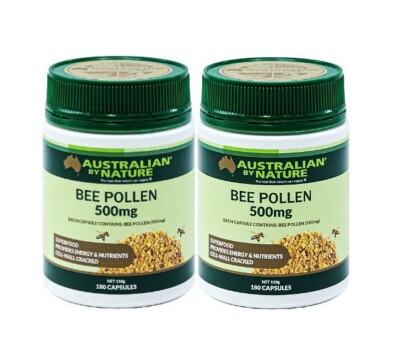 2 x Australian By Nature Bee Pollen 500mg 180 Capsules ABN