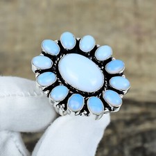Natural Rainbow Moonstone Ring Handmade 925 Sterling Silver Jewelry For Gifts