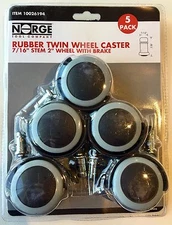 NEW Wheel Casters Twin Rubber Swivel w/BRAKE 2" Wheel 66lbs Caster 5-pk Norge 94