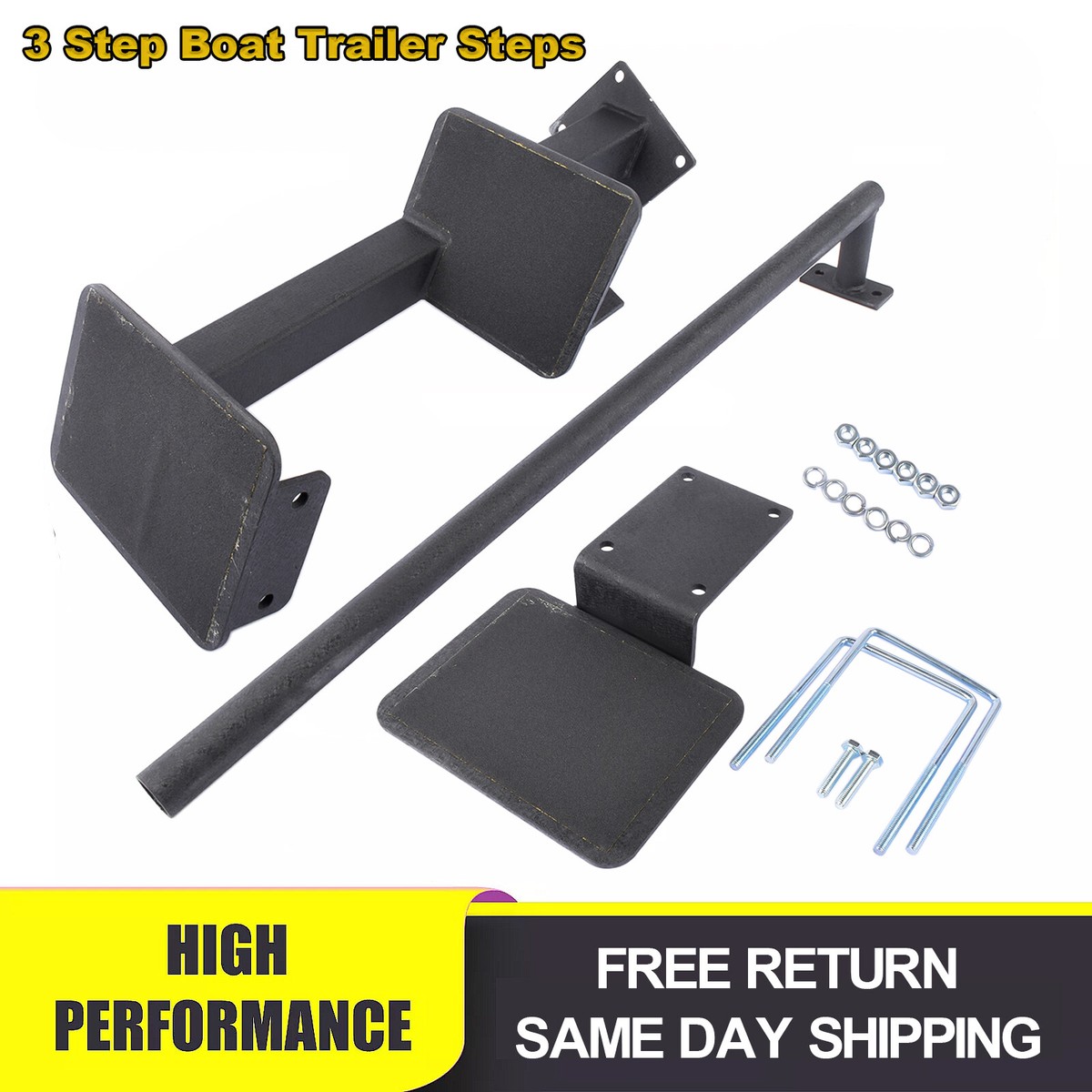 3-Step Boat Trailer Step – Universal Fit For Bass, Pontoon & Hunting Boats (Fits 3-3.5" Tongues)