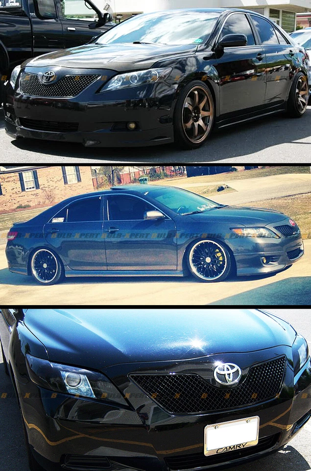 PARA 2007-2009 TOYOTA CAMRY BLACK OUT JDM 3D GRADE FRONTAL DE DIAMANTE GRADE DE MALHA - Imagem 4 de 4