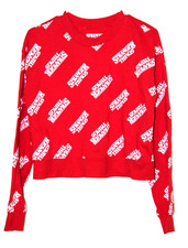 Netflix Official Stranger Things Allover Print Crop Sweatshirt Red White Size M