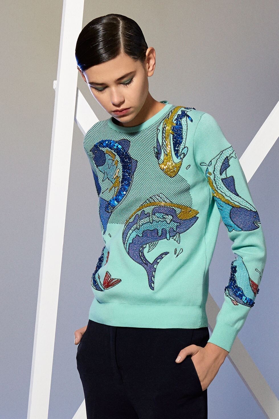 Kenzo Women's Green Embellished Fish 