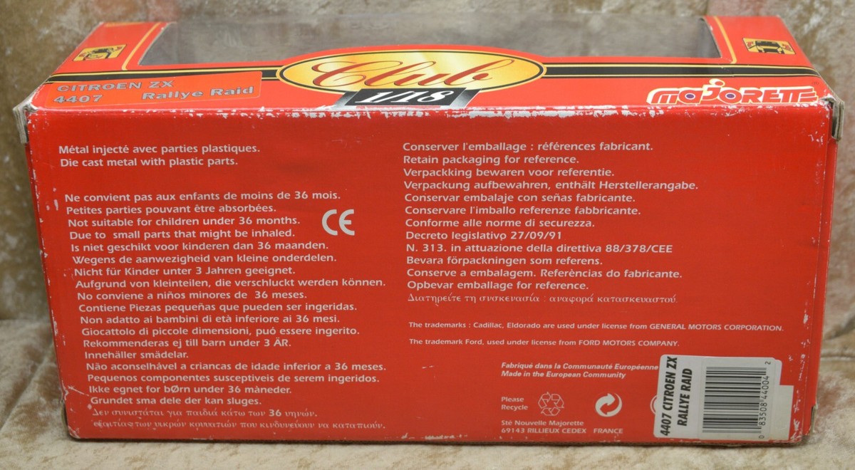 CITROEN　ZX　4407　Rallye　Raid　箱あり Majorette 1/18 Scale Diecast 4407 - Citroen ZX Rally Raid