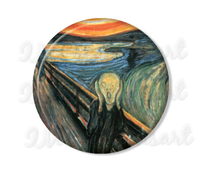 Edvard Munch The Scream Handmade Pocket Mirror, Magnet, or Pinback 2.25''
