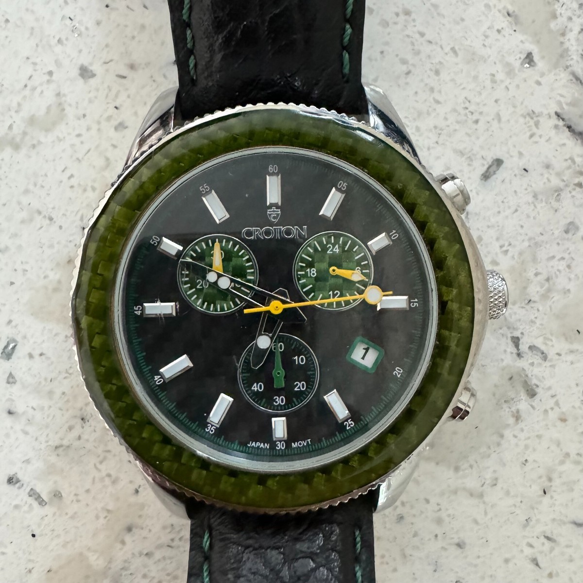 CROTON Chronomaster Leather Strap Chronograph Men's Watch CC311295