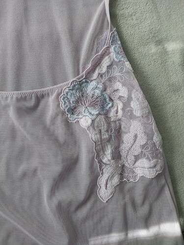 Vintage Lavender Felina Embroidered Floral Mesh Slip Dress Size Small EUC - Picture 6 of 12