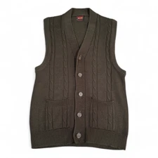 Vintage Richman Brothers Sweater Vest Adult EXTRA SMALL Brown Cardigan 70s