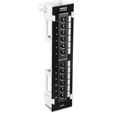 TRENDnet 12-Port Cat6 Patch Panel Wall Mount 110 IDC RJ45 Ethernet Black
