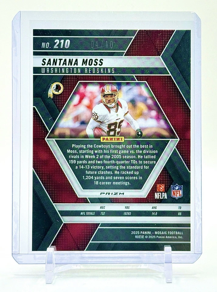 2025 Panini Mosaic NFL Santana Moss True Gold /10 - Wash Redskins/Commanders - Image 2 of 2
